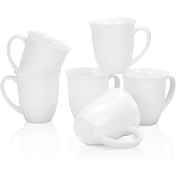 Fine Bone China Coffee Mugs Set, Tea Cups with Outwardly Tilted Rim, Wide Mouth Lightweight Ceramic Coffee Mugs, DIY Gifts for Coffee & Tea Lovers