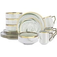 thumbnail image 1 of Fine China Artisan Marbled 16pc Dinner Set, Green with Gold, 1 of 7