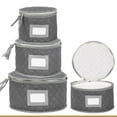 thumbnail image 1 of Fine China Storage - Set of 4 Quilted Cases for Dinnerware Storage. Sizes: 12" - 10" - 8.5" and 7" Long - Gray - Quilted Fabric Container with 48 Felt Plate Separators Included, 1 of 7