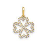 Fine Color Jewels Four Leaf Clover Charm in 10K Yellow Gold CZ Clover Charm Good Luck Gift for Women for Birthdays, Anniversaries, Holidays or Daily Wear Sparkle Pendant Gift