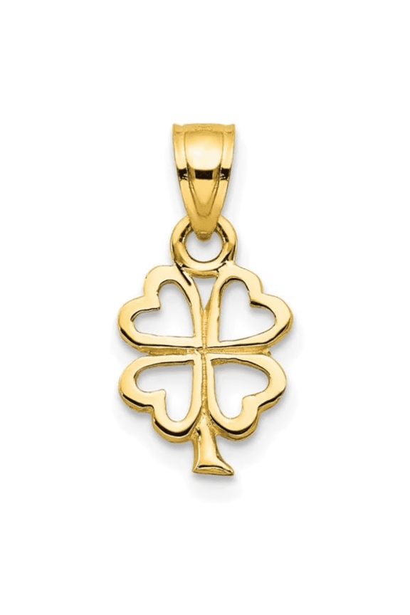 10K Yellow Gold Four Leaf Clover Charm Pendant for Women, Adult