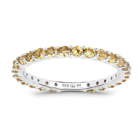 Fine Color Jewels Citrine Ring Eternity Band 925 Sterling Silver November Birthstone
