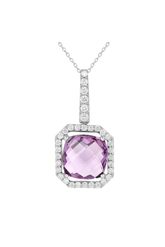 Genuine Pink Amethyst Briolette Pendant Necklace in 925 Sterling Silver Light Pink Cushion Cut Jewelry Gift for Her, February Birthstone by Fine Color Jewels