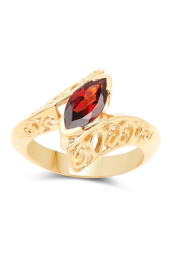 14K Gold Plated Garnet Ring 1.20 carat Sterling Silver