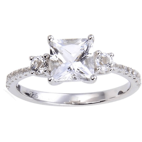 Silver Pickup Rings Fine Color Jewels White Topaz Ring for Women, 925 Sterling Silver ...
