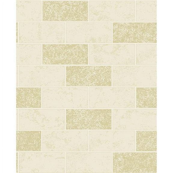Fine Dcor Ceramica Cream Subway Tile Wallpaper