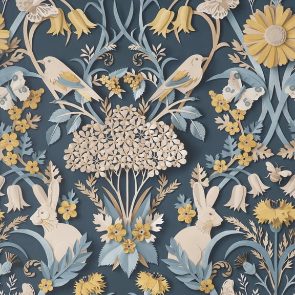 Fine Dcor Fae Navy Woodland Wallpaper