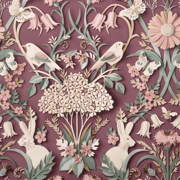 Fine Dcor Fae Plum Woodland Wallpaper, 20.5-in by 33-ft, 56.38 sq. ft.