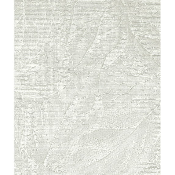 Fine Decor Aspen White Leaf Wallpaper, 20.9-in by 33-ft