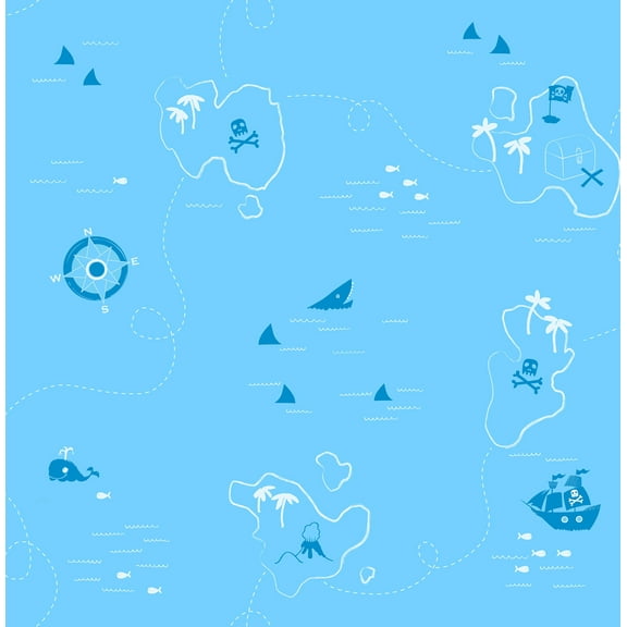 Fine Decor Charlie Blue Treasure Map Wallpaper