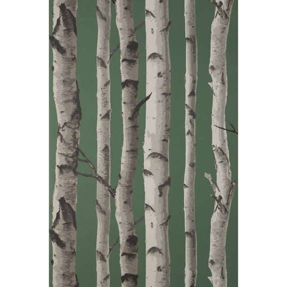Fine Decor Chester Dark Green Birch Trees Wallpaper, 20.5-in by 33-ft