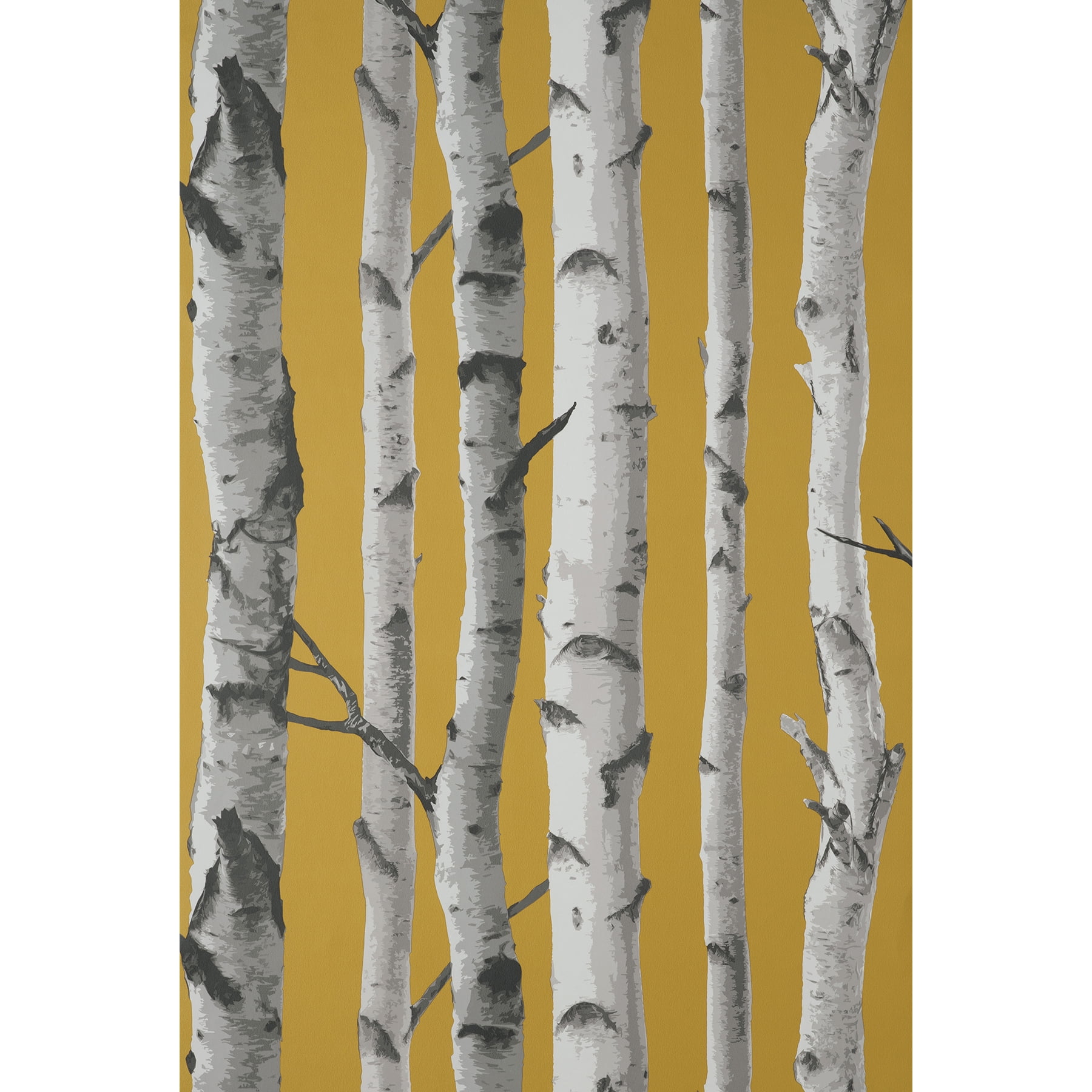 Mustard Yellow Birch Trees Non-pasted Washable Wallpaper