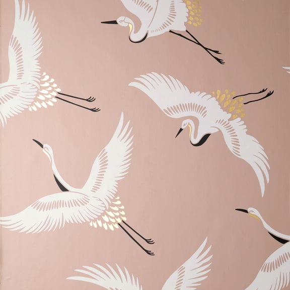 Fine Decor Cosette Blush Cranes Wallpaper