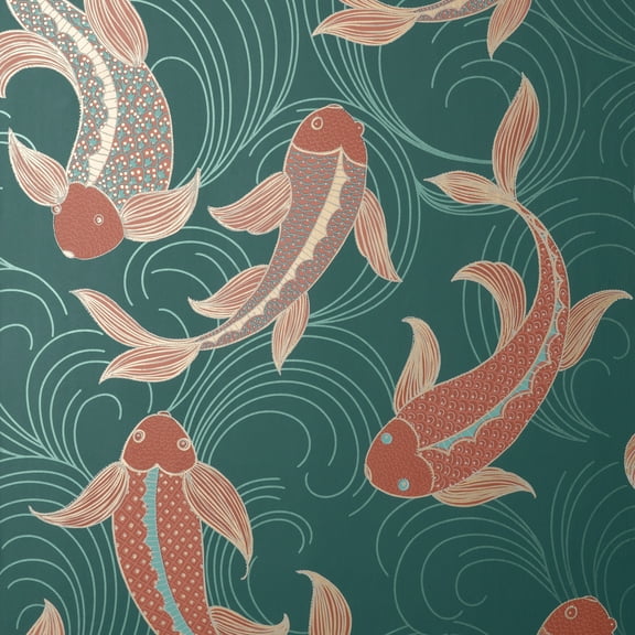 Fine Decor Dashiell Teal Decorative Fish Wallpaper