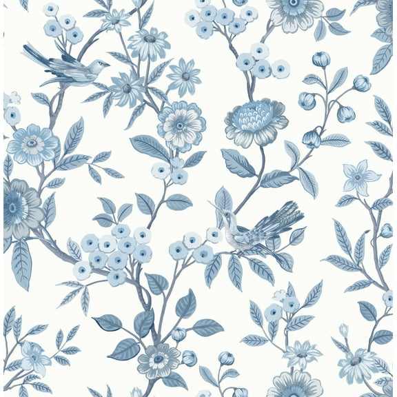Fine Decor Elspeth Blue Floral Trail Wallpaper