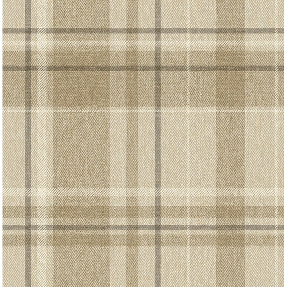 Fine Decor Harris Light Brown Plaid Chevron Wallpaper