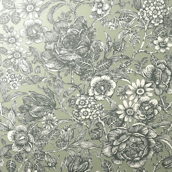 Fine Decor Hedgerow Green Floral Trails Wallpaper