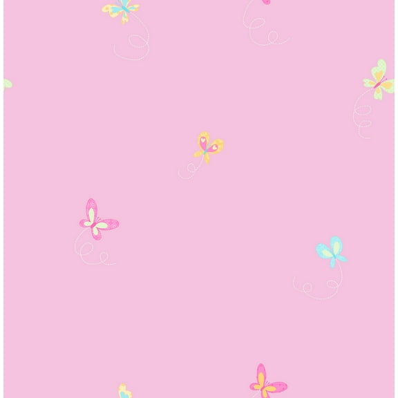 Fine Decor Josephina Pink Ditsy Butterfly Unpasted Paper Wallpaper, 20.5-in by 33-ft, 56.4 sq. ft.
