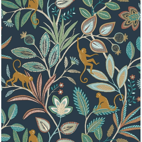 Fine Decor Kenzo Navy Monkey Walk Wallpaper