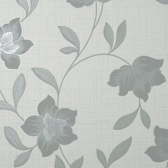 Fine Decor Larson Grey Floral Wallpaper