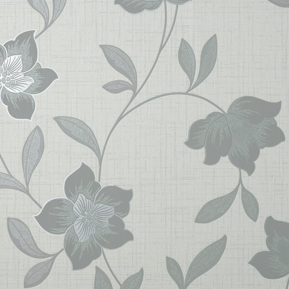 Fine Decor Larson Grey Floral Wallpaper