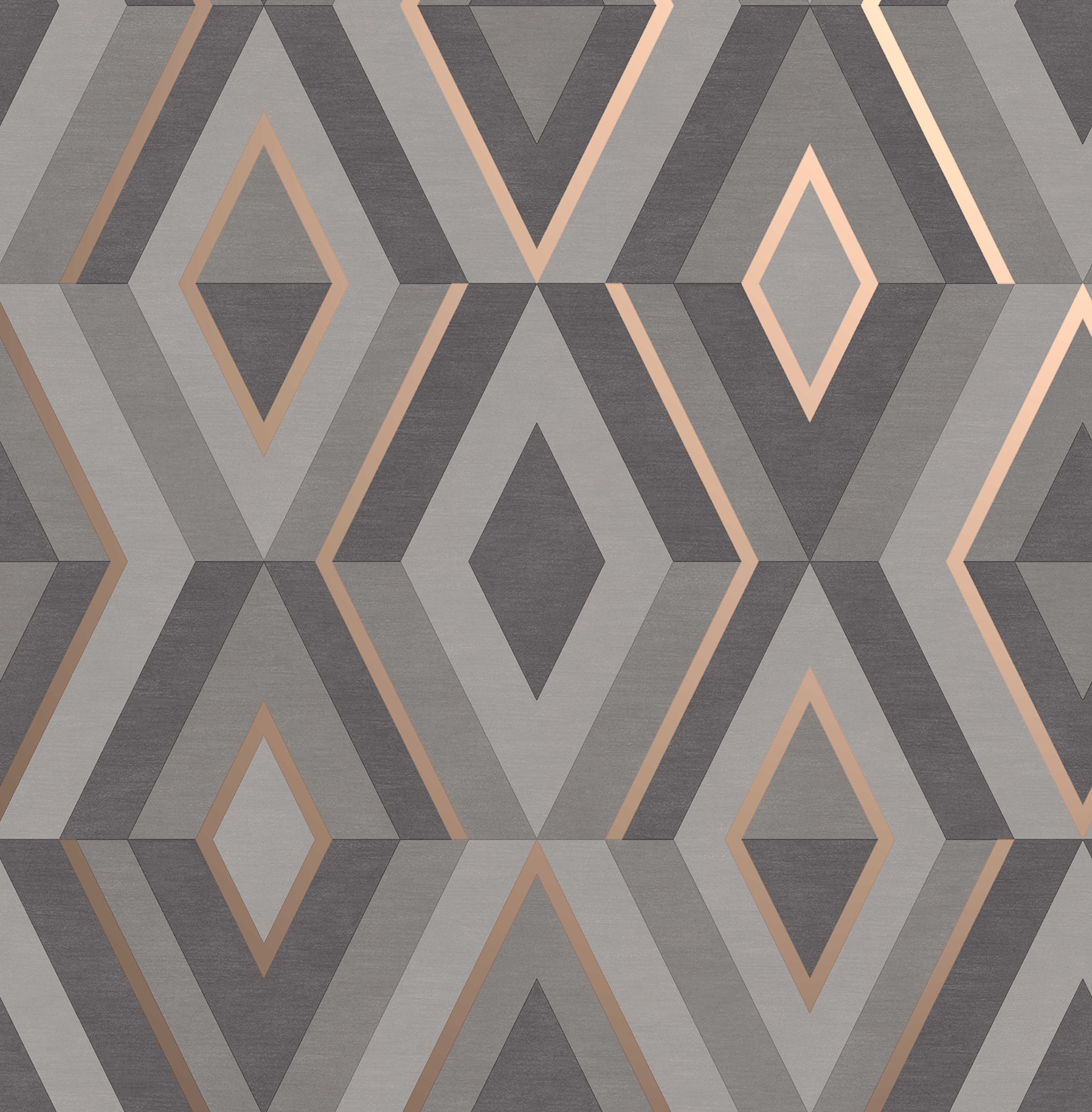 Charcoal and Gold Geometric 3D Effect Removable Wallpaper
