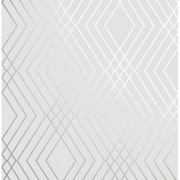 Fine Decor Shard Silver Trellis Unpasted Paper Wallpaper, 20.5-in by 33-ft, 56.4 sq. ft.