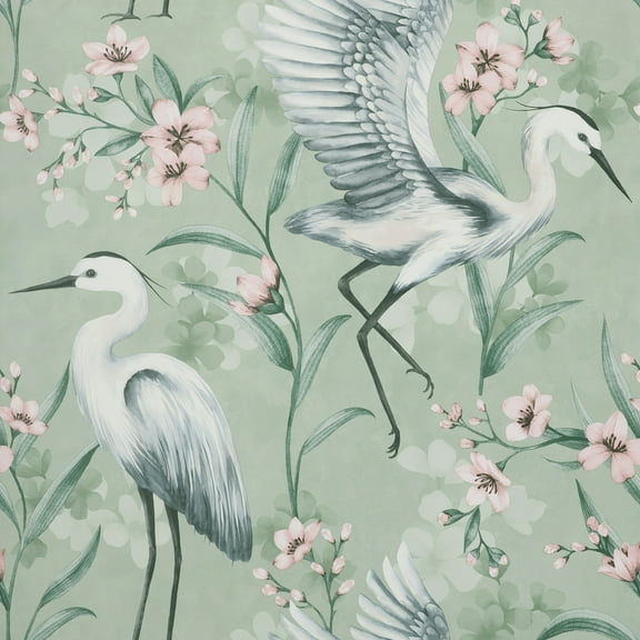 Fine Decor Simonetta Seafoam Heron Wallpaper