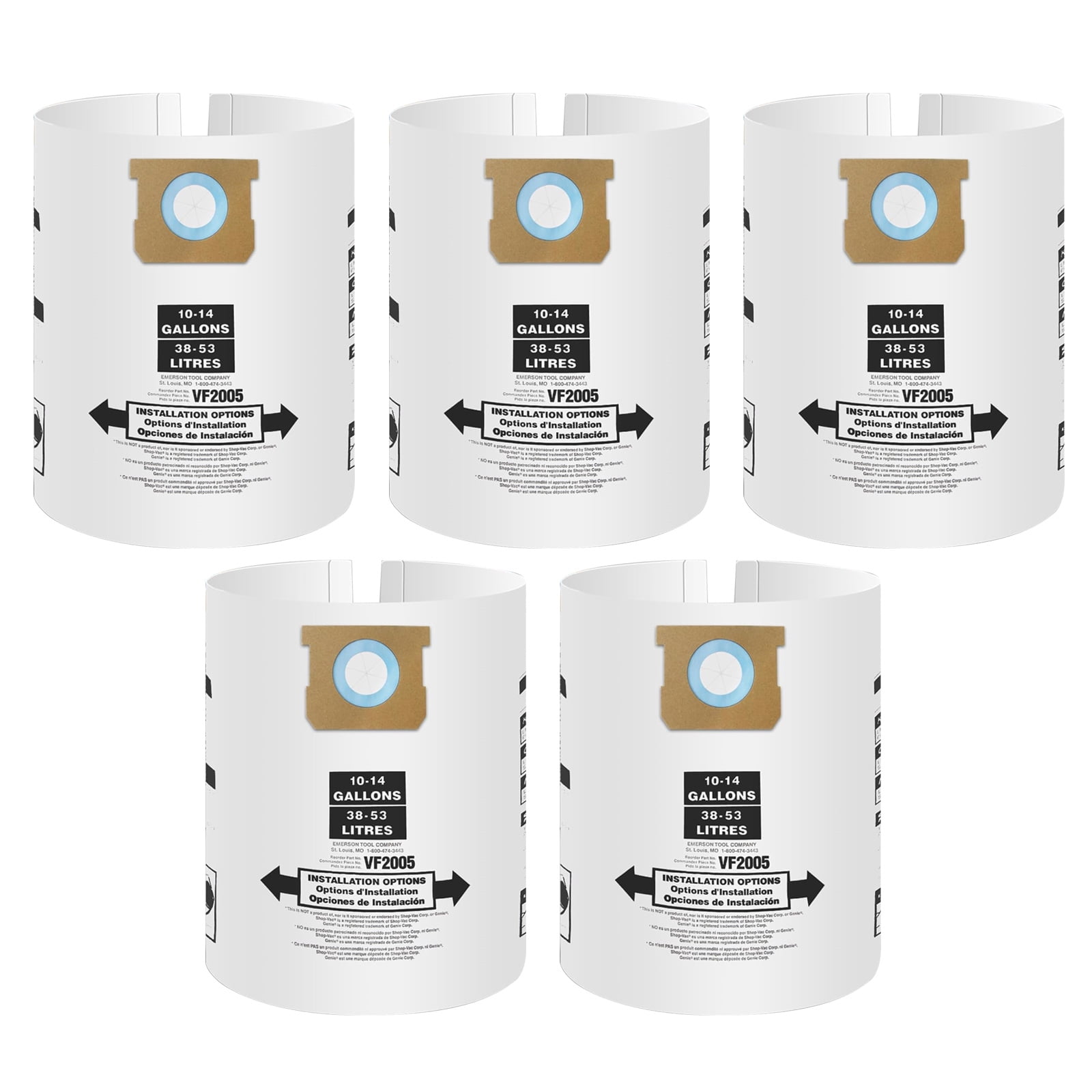 Simple Filter System Fine Dust Collection Vacuum Filter Bags Replacement 10-14 Gallon Paper ...