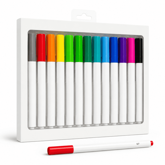 Fine Felt Tip 24-Pack 0.7mm Markers with Triangle Grip for Journaling and Coloring