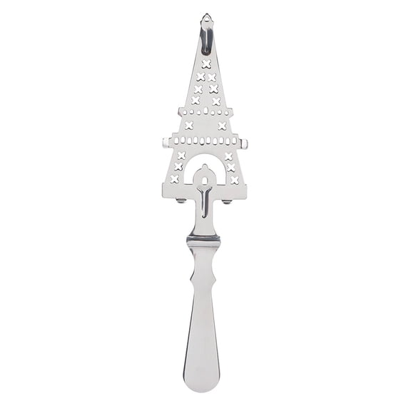 Fine Filter Slotted Spoon,Vintage Hollow Design Cocktail 304 Stainless Steel Unique Design Cocktail Bar Glass Cup Drinking Filter Wormwood Spoon (Iron Tower Absinthe Spoon)