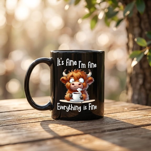 It's Fine Fine Everything Is Fine Cow Coffee Mug 11oz White Ceramic Funny Cow Mug for Cow Lovers Office Home Use Gift Humor Whimsical Stress Relief Morning Coffee Tea Hot Cocoa Beverage Lovers