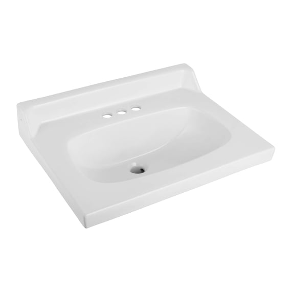 Fine Fixtures 26" x 20" Ceramic Vanity Sink Top with Raised Back – High Gloss Finish, 3-Hole Faucet Compatible