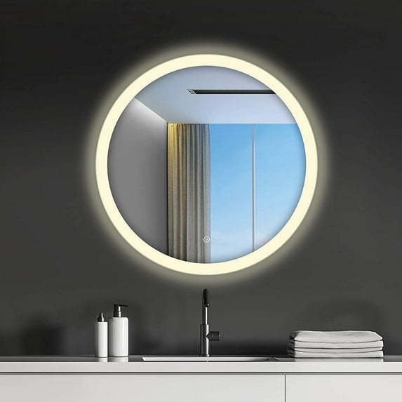 Fine Fixtures 30x30 Rectangular Aluminum Bathroom Mirror with LED Lighting (Touch sensor) Anti-Fog, Warm/Cool Light Feature.