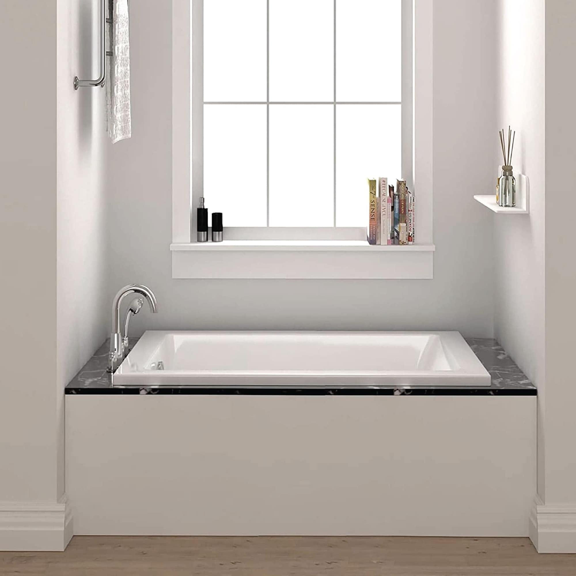 Fine Fixtures 70" White Acrylic Alcove Soaking Bathtub