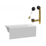Fine Fixtures Acrylic, Fiberglass Alcove Soaking Bathtub 60" x 30" Right Hand with Integral Apron Front in White with Trip Lever Drain Included in Matte White