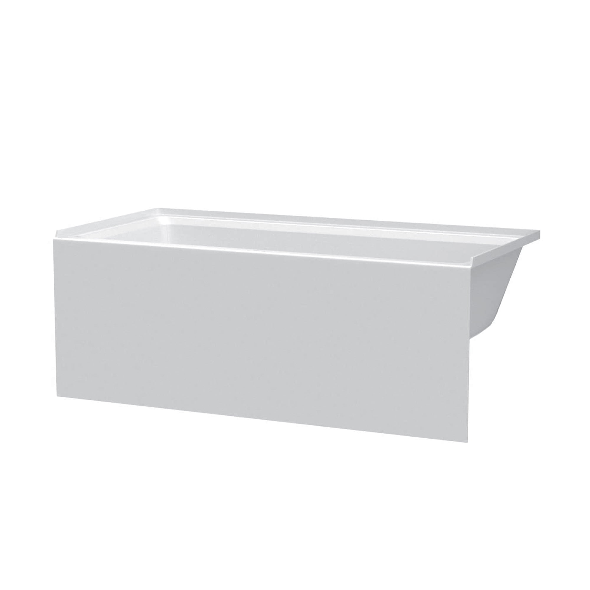 Glossy White Acrylic Alcove Soaking Bathtub with Apron Front, 60" x 32"