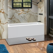 Fine Fixtures Acrylic-Fiberglass Soaking Bathtub, White. Alcove| Apron Front Right Hand 60x32