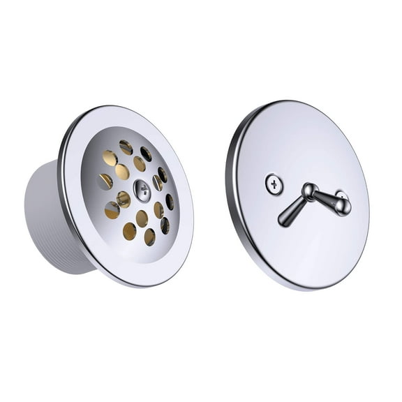 Fine Fixtures Bathtub Shower Drain - 20 Gauge Brass Tubing, Trip Lever Overflow Assembly Tub Drain Kit - Polished Chrome