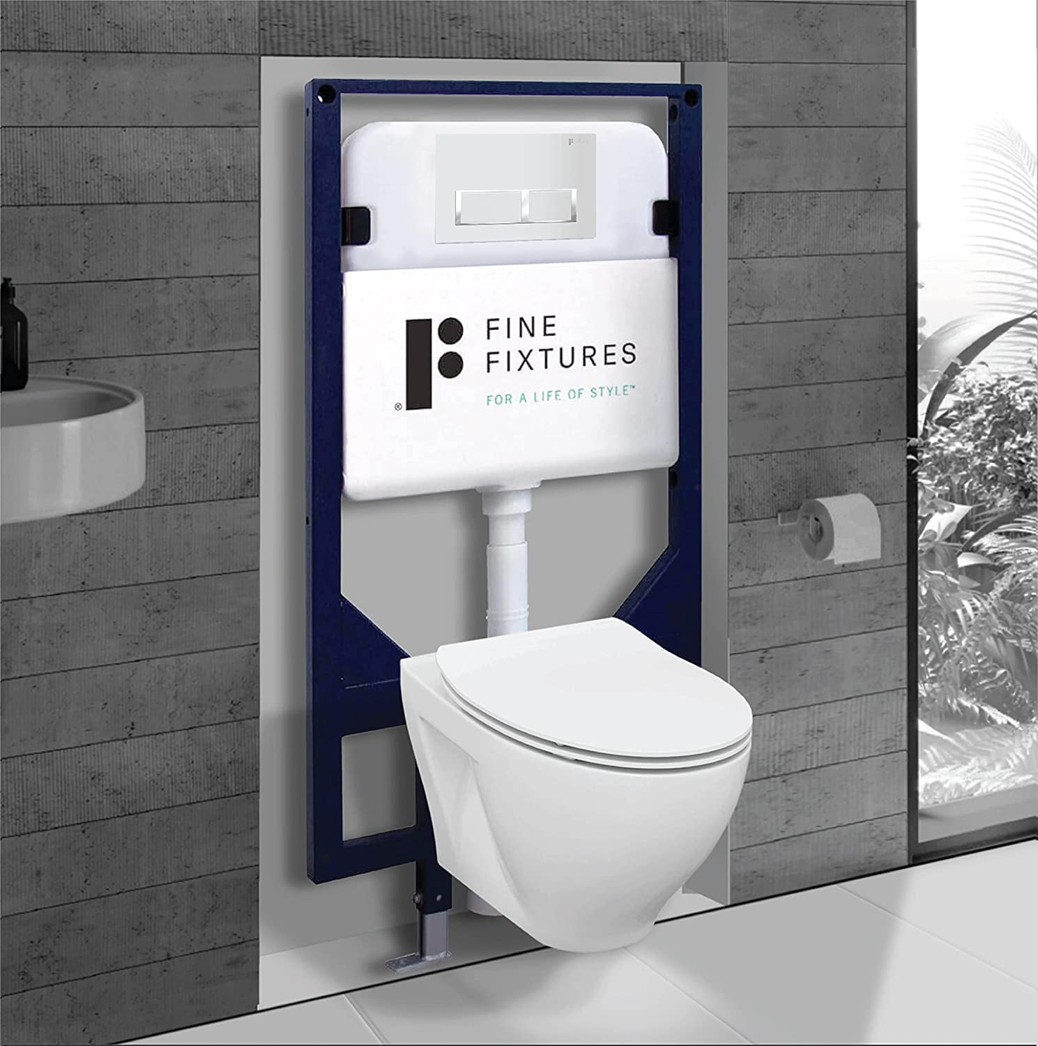 White Wall-Hung Toilet Bowl with Soft-Close Seat and Durable Tank
