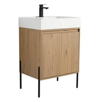 Fine Fixtures Crownpoint Bathroom Vanity 24" Wide - Bright Oak - White Sink