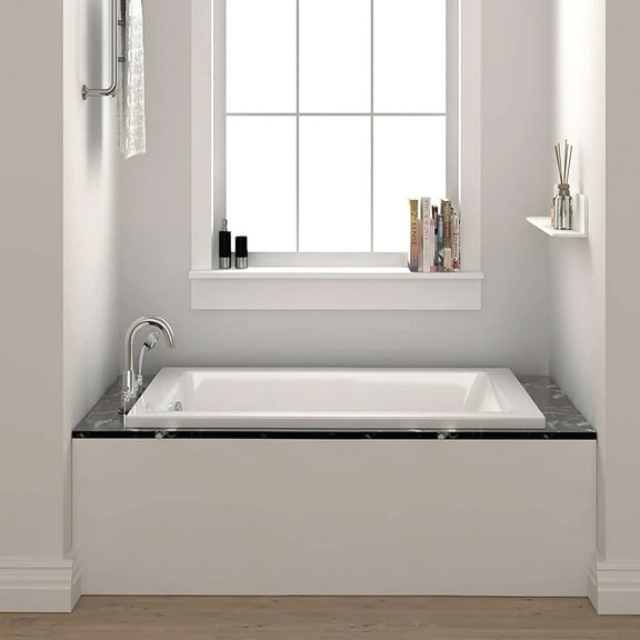 Fine Fixtures Drop-In Soaking Bathtub, Reinforced Acrylic/Fiberglass. White