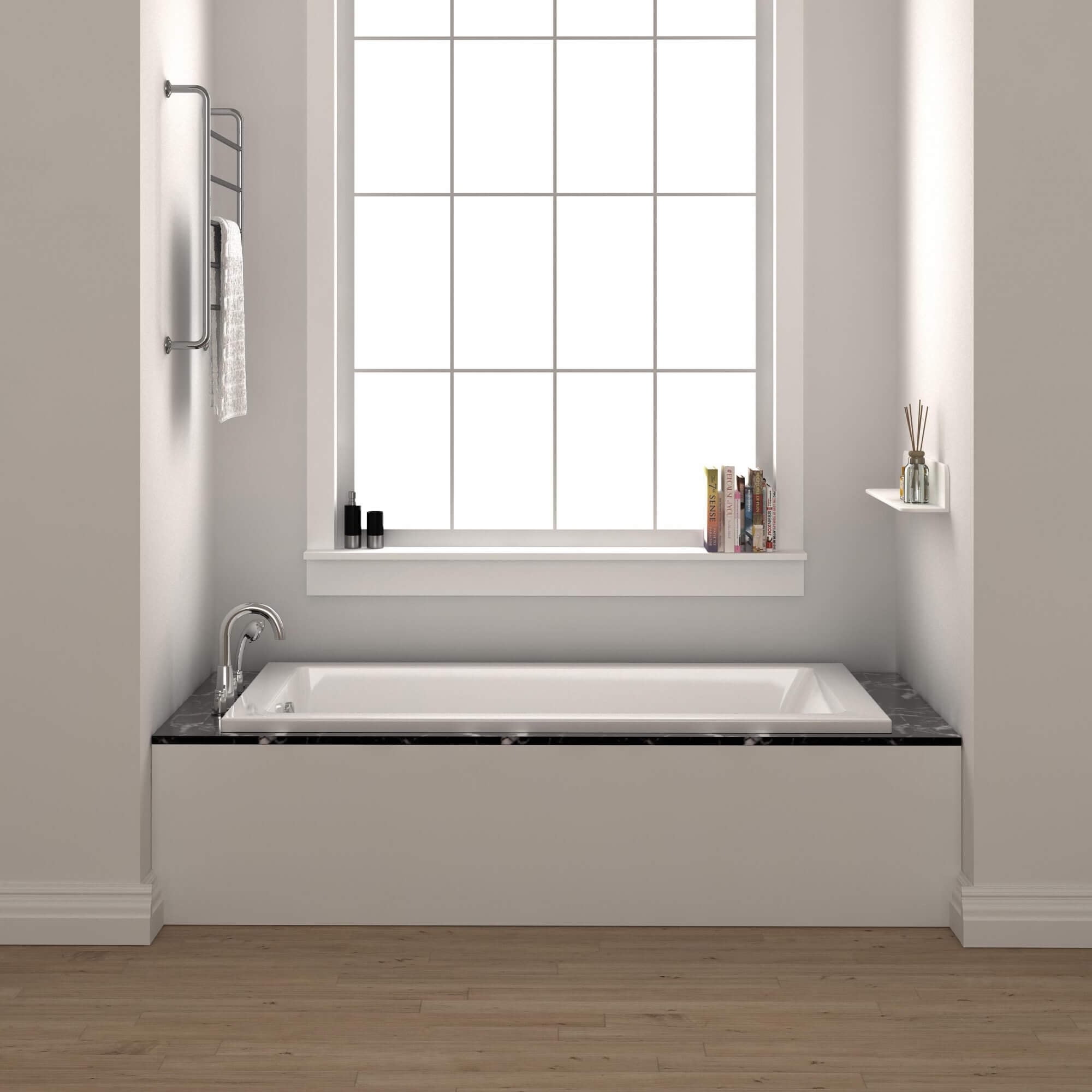 60-Inch White Acrylic Drop-In Soaking Bathtub