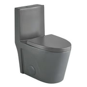 Fine Fixtures Dual-Flush Elongated One-Piece Toilet with High Efficiency Flush in Matte Grey