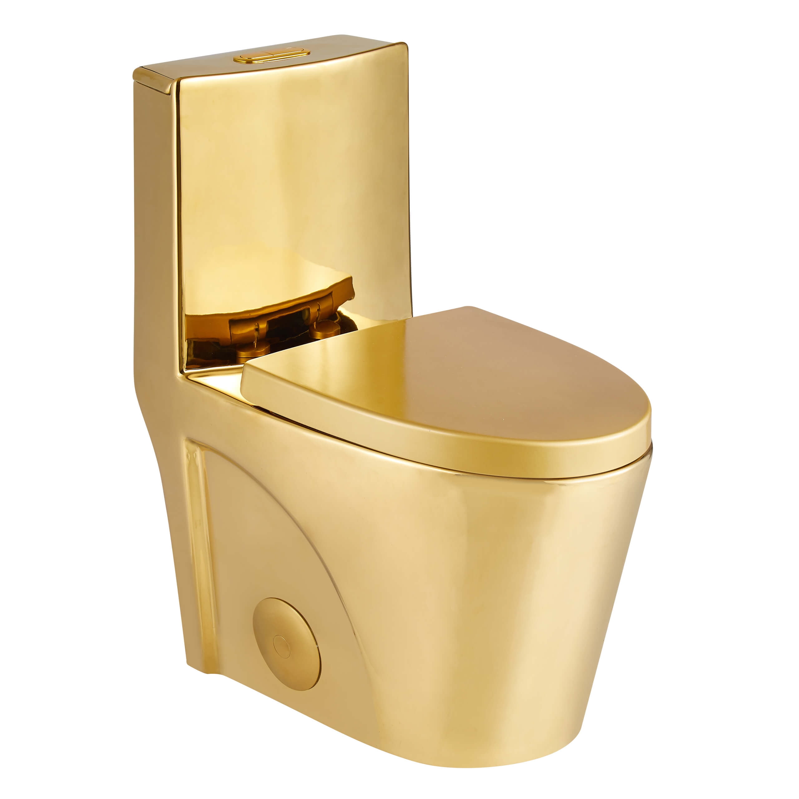 Shiny Gold Elongated Dual-Flush High Efficiency Toilet