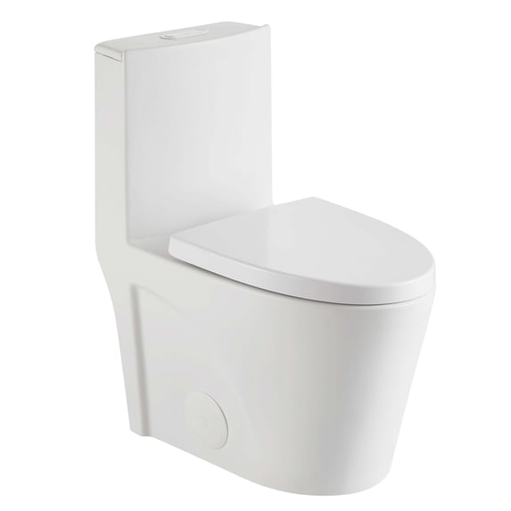 Fine Fixtures Dual-Flush Elongated One-Piece Toilet with High Efficiency Flush in White Matte