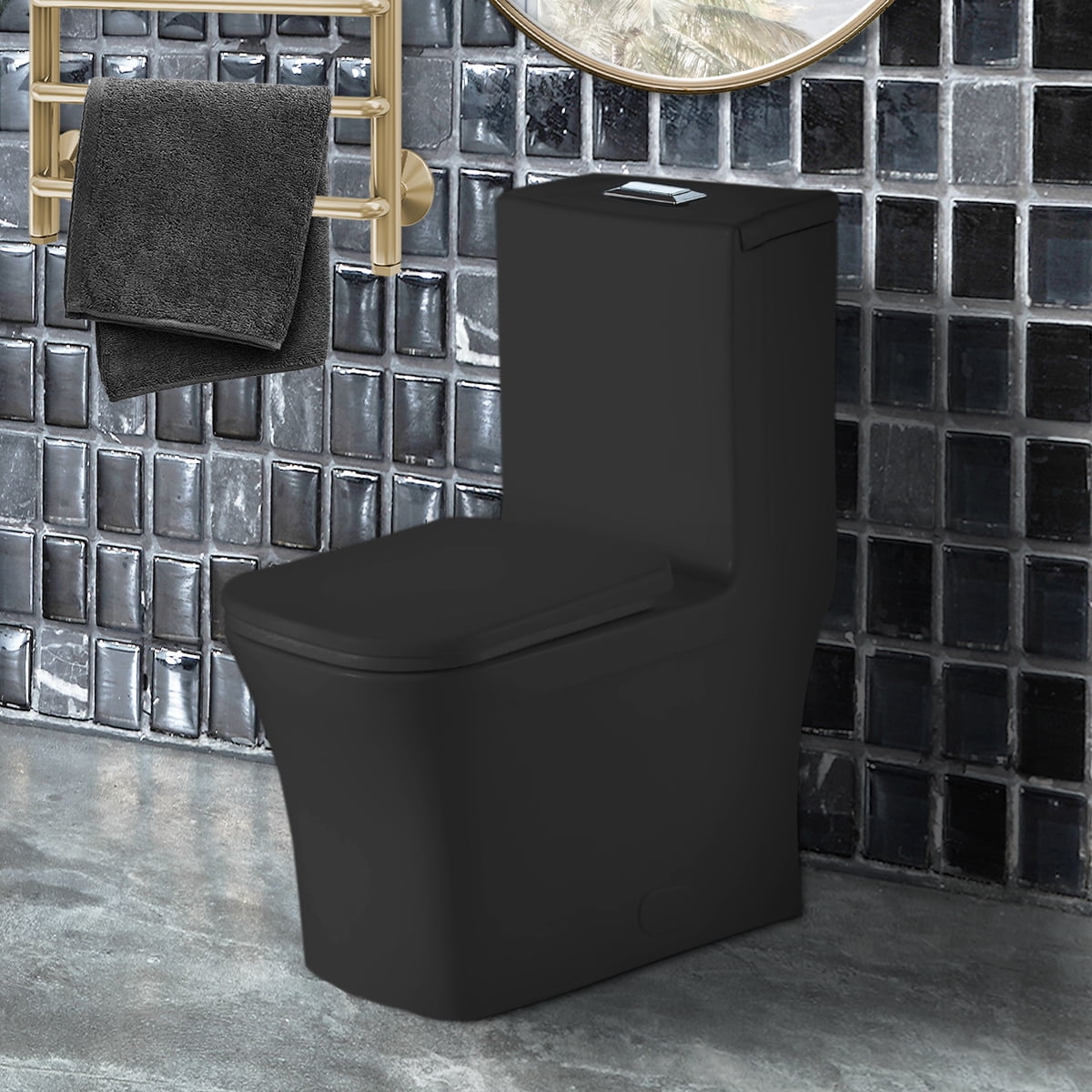Black Matte Elongated Dual-Flush High Efficiency Toilet
