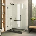 thumbnail image 1 of Fine Fixtures Frameless Shower Enclosure Hinged Glass Shower Door - Tempered Glass 40" W x 28" D x 74" H Black Finish, 1 of 7