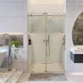thumbnail image 1 of Fine Fixtures Frameless Shower Glass Door - Clear Single Sliding Shower Door with Tempered Glass - Shower Glass Panel Bathroom Door, Hardware Complete Kit 60" W x 80" D in Polished Chrome Finish, 1 of 11