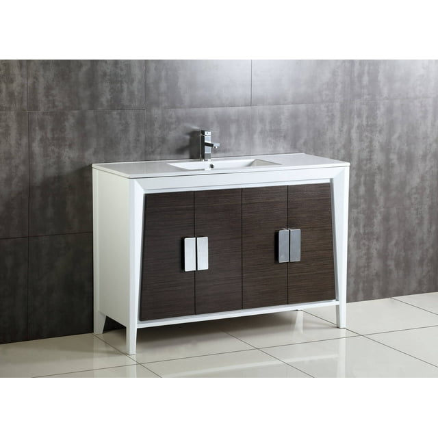 Fine Fixtures Imperial Collection 48" Single Bathroom Vanity Cabinet Set, Gray and White